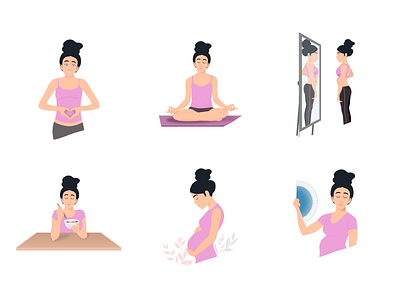 Illustrated Character for Pregnancy app art branding character design flat illustration interface logo sketch vector