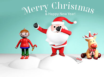 3D rendering of New Year and Christmas cards new