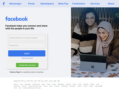 Daily UI Design Challenge #003: Landing Page daily ui daily ui challenge facebook landing page ui ui design