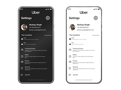 Daily UI Design Challenge #007: Settings daily ui daily ui challenge uber uber redesign ui ui design