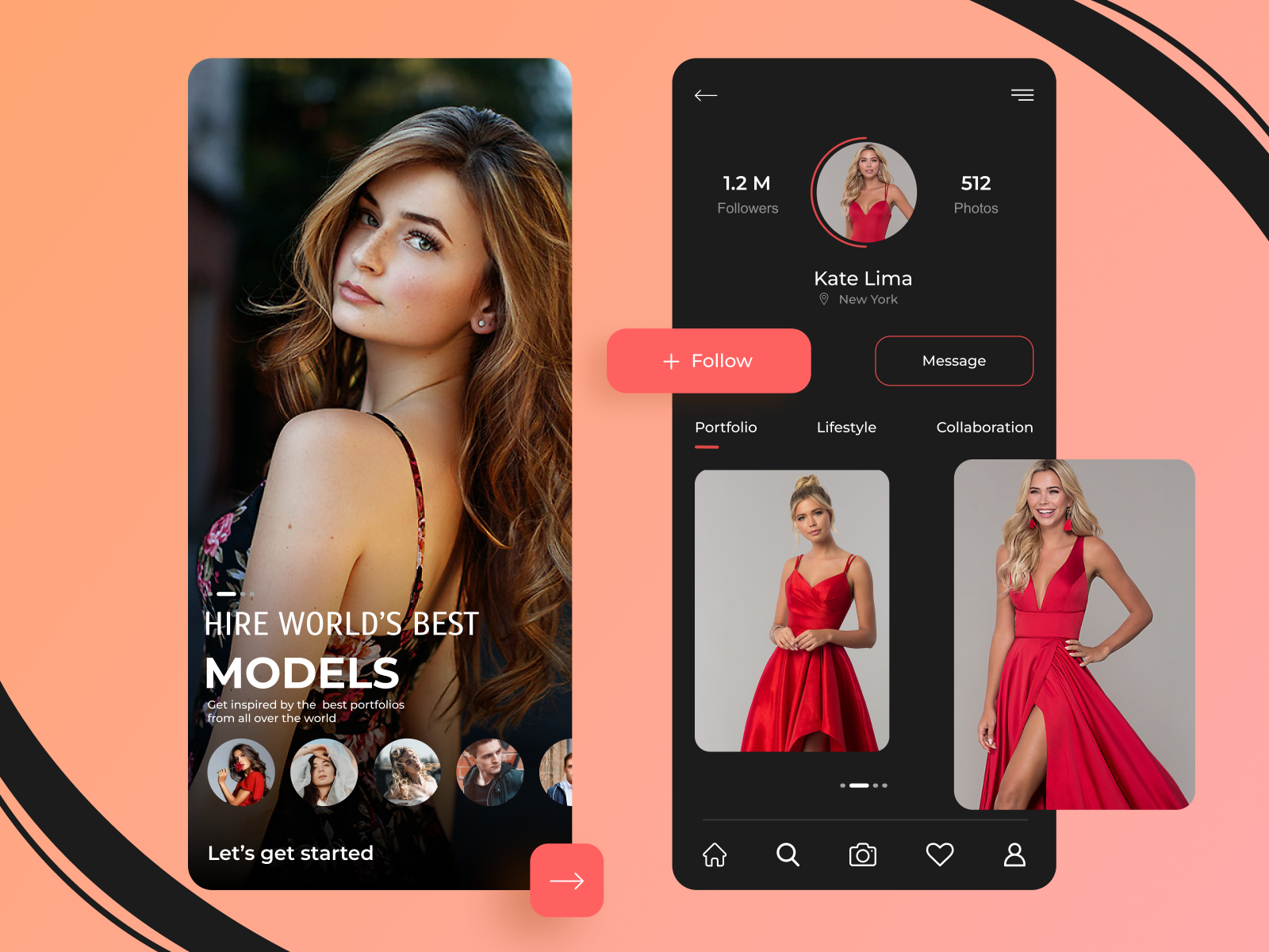 Models hiring App by Lena Dannial on Dribbble