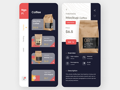 Coffee App app branding design minimal typography ui ux