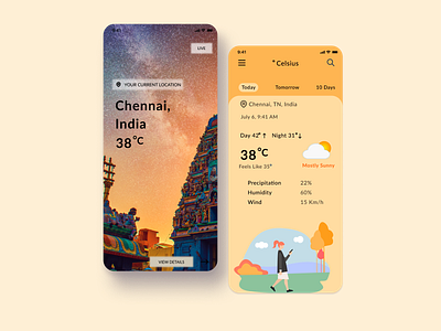 Weather App UI chennai design figma illustration india indian app leh ui uidesign uiux uxdesign weather weather icons weatherapp webdesign