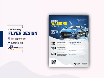 Car washing and detailing flyer design template