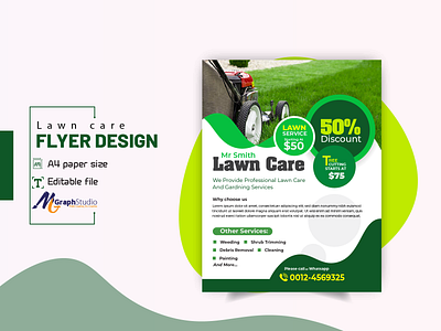 Lawn care and landscape flyer design template creative cretive flyer flyer template landscape flyer lawncare leaflet poster print materils promotional flyer tree cutting wood cutting flyer