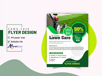 Lawn care and landscape flyer design template