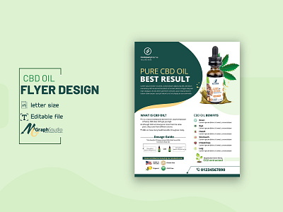 Hemp products CBD oil promotional flyer design template