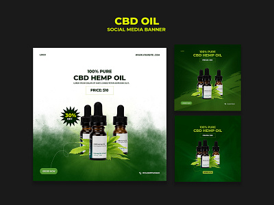 CBD oil or hemp products social media template design