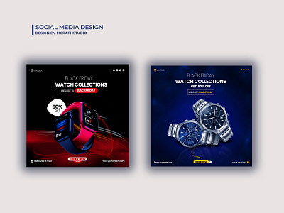 Black friday watch promotional social media banner design ads design banner set black friday banner creative ads design digital flyer eflyer facebook ads instagram post social media post set watch ads banner watch banner watch collection banner watch square flyer