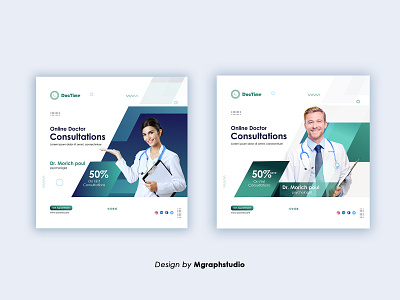 Social media Square banner design for Online doctor consultation