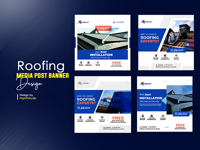 Roofing social media banner design template collections roofing banner