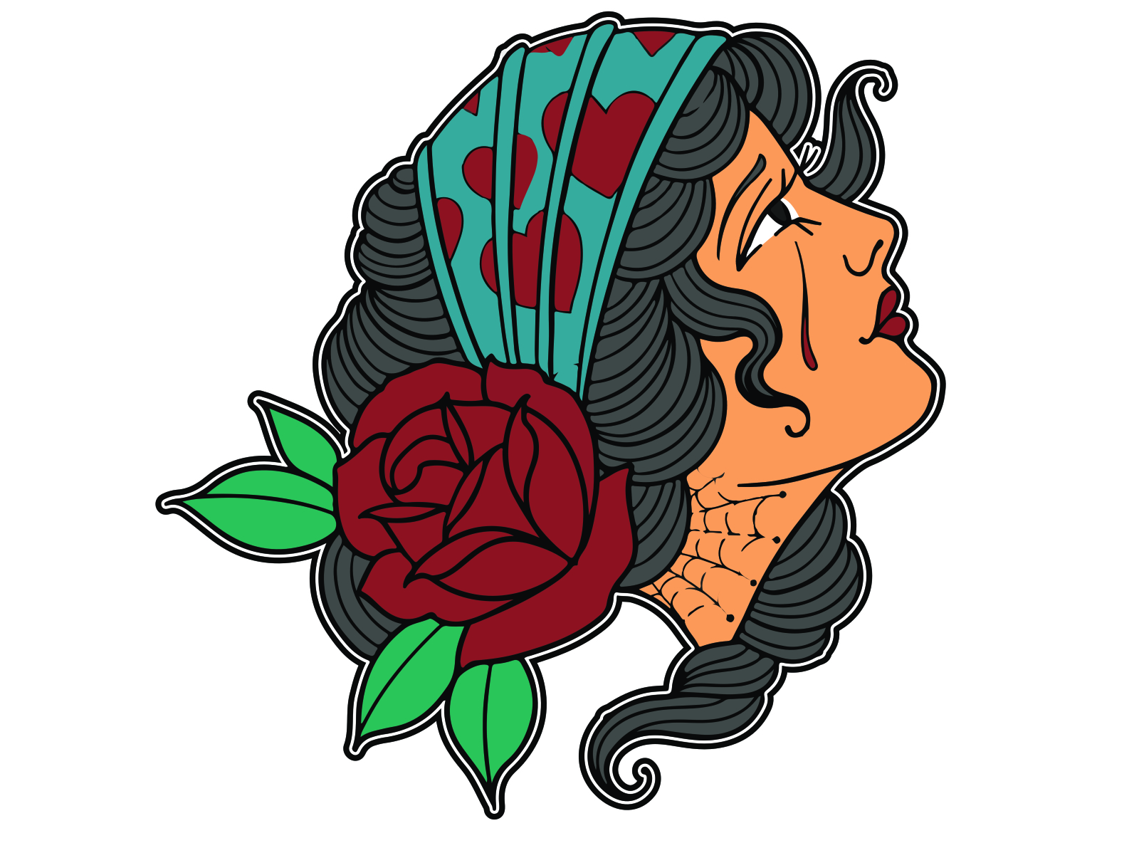 traditional woman tattoo design