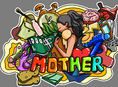 doodle mother doodle drawing illustration