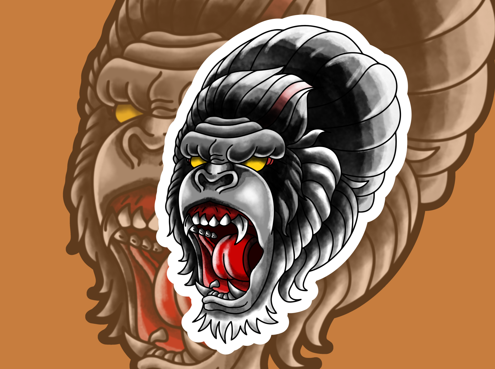  Traditional gorilla head on shin   Blackfriars tattoo  Facebook