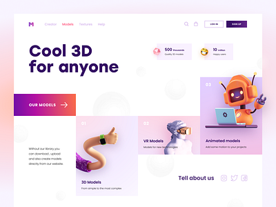 Cool 3d app design flat graphic design minimal ui ux vector web website