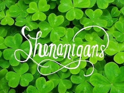 Shenanigans clover green hand lettering irish script shenanigans st. patricks day typography