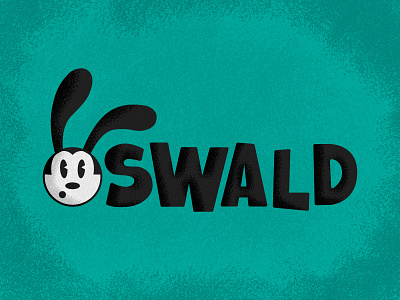Oswald caps cartoon character disney ears lucky oswald rabbit retro stipple texture typography