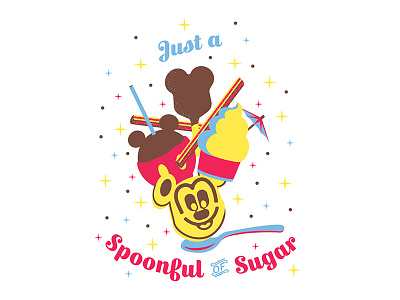 Just a Spoonful churros disney dole whip food illustration mary poppins mickey mouse snacks spoon typography waffle