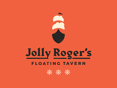 Jolly Roger's Floating Tavern badge boat captain hook clouds daily logo challenge disney flag logo peter pan sails ship symbol