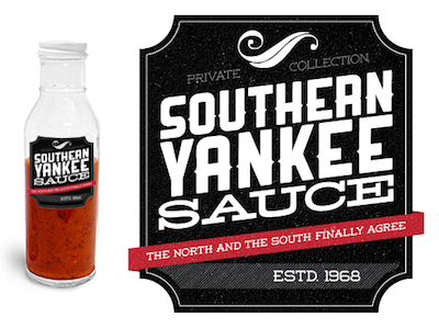 Southern Yankee logo barbeque sauce bbq bottle label logo north south southern yankee