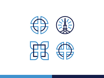 Cross + Steeple branding church concepts cross graveyard icon illustration line art logo steeple