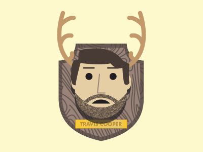 Oh No antlers beard dead deer head gold head name plate portrait selfie wood