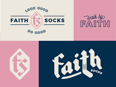 Faith Socks badge blackletter brand branding faith icon lettermark logo socks typography wordmark