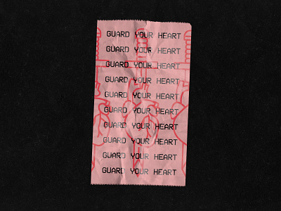 GUARD YOUR HEART church design guard heart illustration jesus line art pixels print reciept sword texture typography worship wrinkled