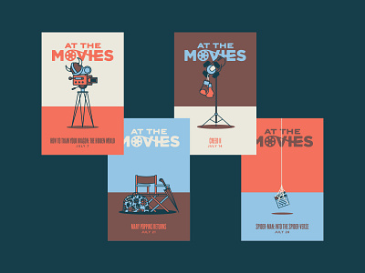 AT THE MOVIES POSTERS boxing camera church design films gloves illustration jesus line art mary poppins posters spiderman vector