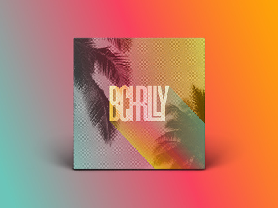 BCHRLLY album cover beach church design gradient halftone jesus music palm trees playlist shadow spotify summer typography