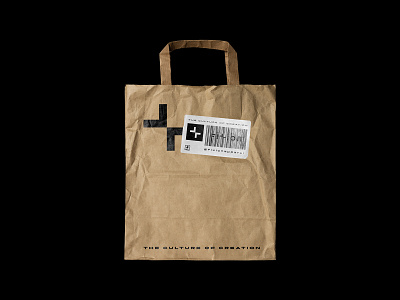 THE CULTURE OF CREATION bag barcode branding fixion jesus logo paper bag sticker tagline typography visual communication x