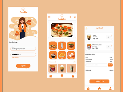 FOOD APP app branding design flat icon illustration illustrator logo minimal ui ux vector