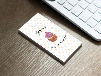 Joyeux Anniversaire (Happy Birthday) birthday calligraphy card colors cupcake flowers font french happy lettering letterpress pastel