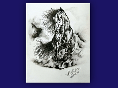 Black Beauty animal art beautiful black dark drawing elegant hand hand drawn horse illustration inspiration majestic pencil poster powerful realistic sketch traditional white