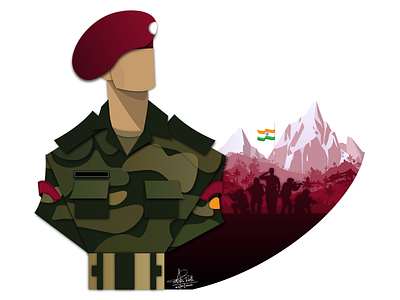 Commando 2d army art camouflage character commando concept defence forces illustration illustrator india indian army maroon minimal olive green republic day simple soldier special forces