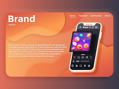 Social media app website landing page 3d brand branding concept design design fresh graphic design home page illustrator landing page minimal mobile app neomorphism social media app ui uiux user experience user interface web design website