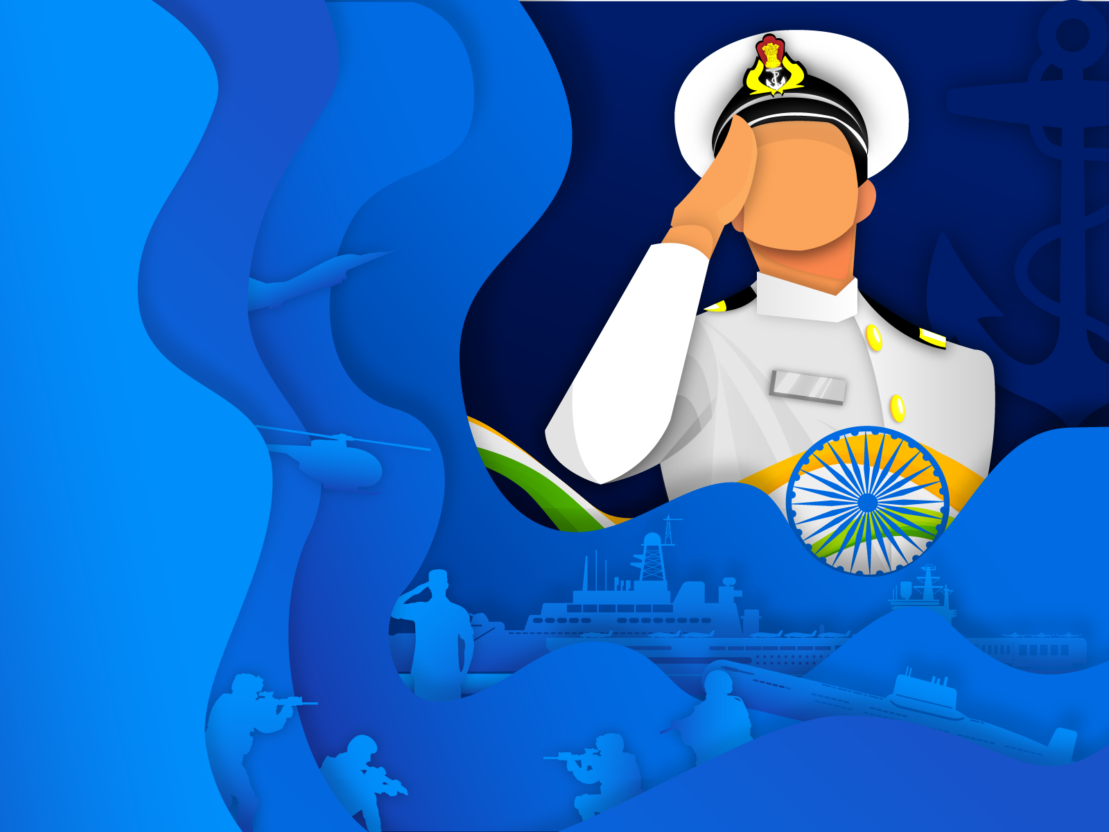 Free Vector | Flat indian navy day background