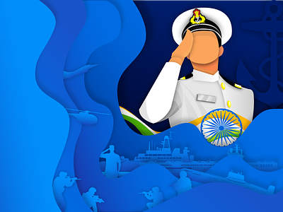 Anchor armed forces art concept art defence design graphic design illustration illustrator india indian navy minimal navy ocean officer republic sea ships simple soldiers water