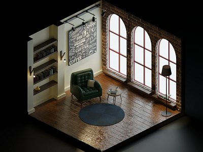 New York apartment blender isometric new york