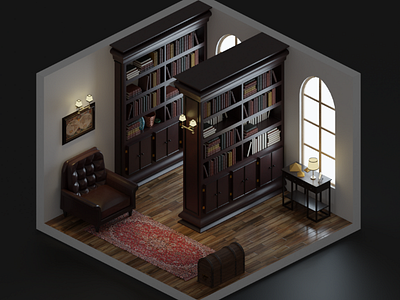 Daylight Home library blender isometric library