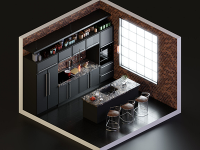 Modern black kitchen blender isometric kitchen