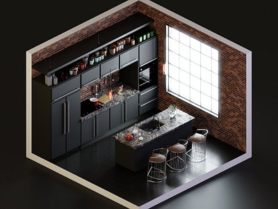 Modern black kitchen