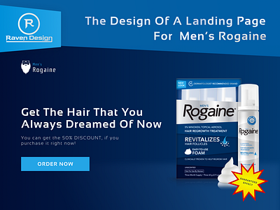 Men's Rogaine Landing Page Design beard design figma figmadesign grooming hair landingpage responsive webdesign
