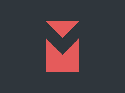 M Logo Space brand dark design flat identity personal red sharp space