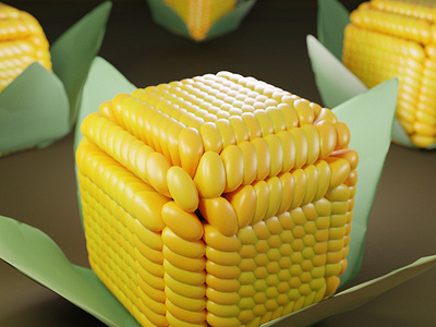 CORN CUBE | CORN v2.0 3dart 3dcube 3dmodel abstract corn cube fruitart fruits illustration vegetableart