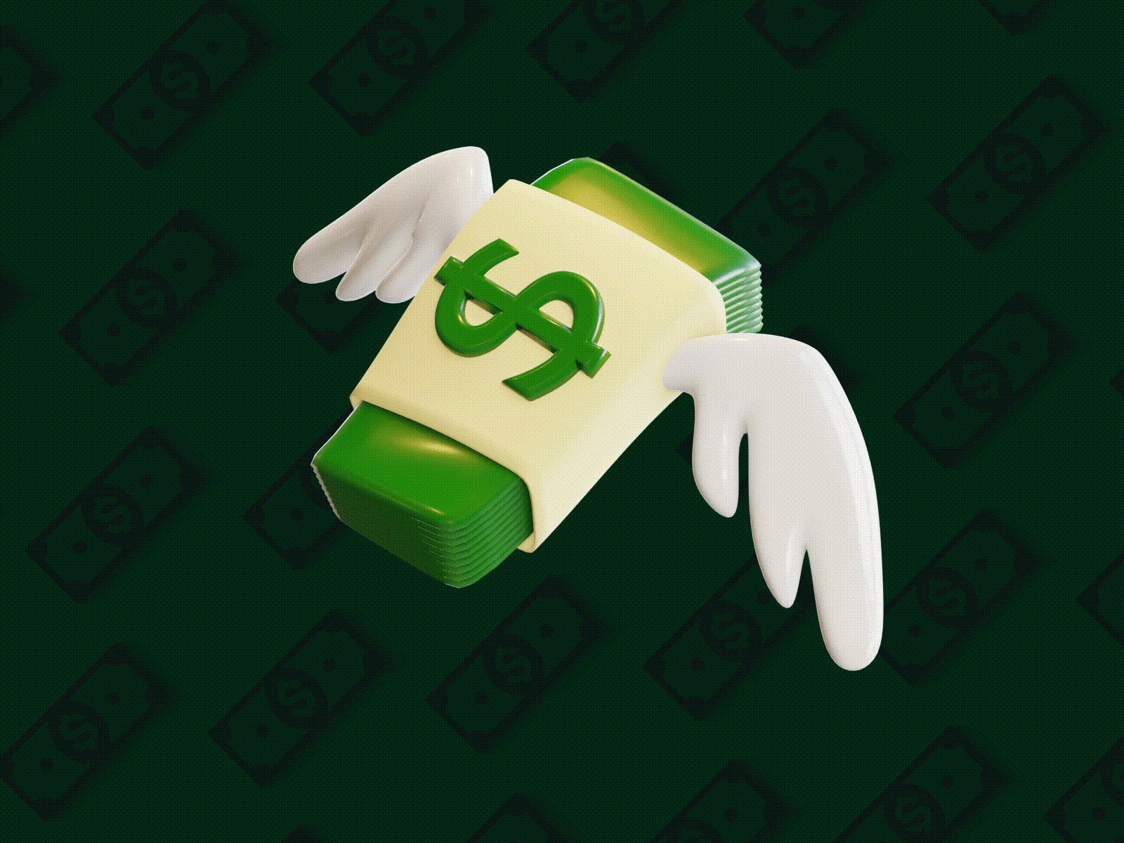 Flying Money - 3D Icon Animation 3d 3d animation 3d design 3d finance 3d icon 3d icon animation dollar stack icon finance icon money with wings