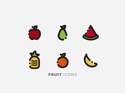 Fruit Icons apple banana food fruit icon orange pear pineapple watermelon