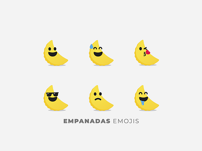 Empanas Emojis No.2 drool emoji empanadas glasses happy icon illustration inlove sad yellow