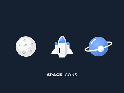 Space Icons Part One blue dribbble icon icons illustration moon planet space spacecraft