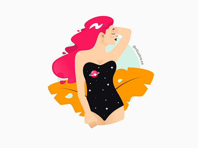 Girl Space-Nature Illustration 01.